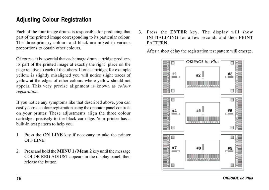 Oki 8c Plus manual Adjusting Colour Registration 