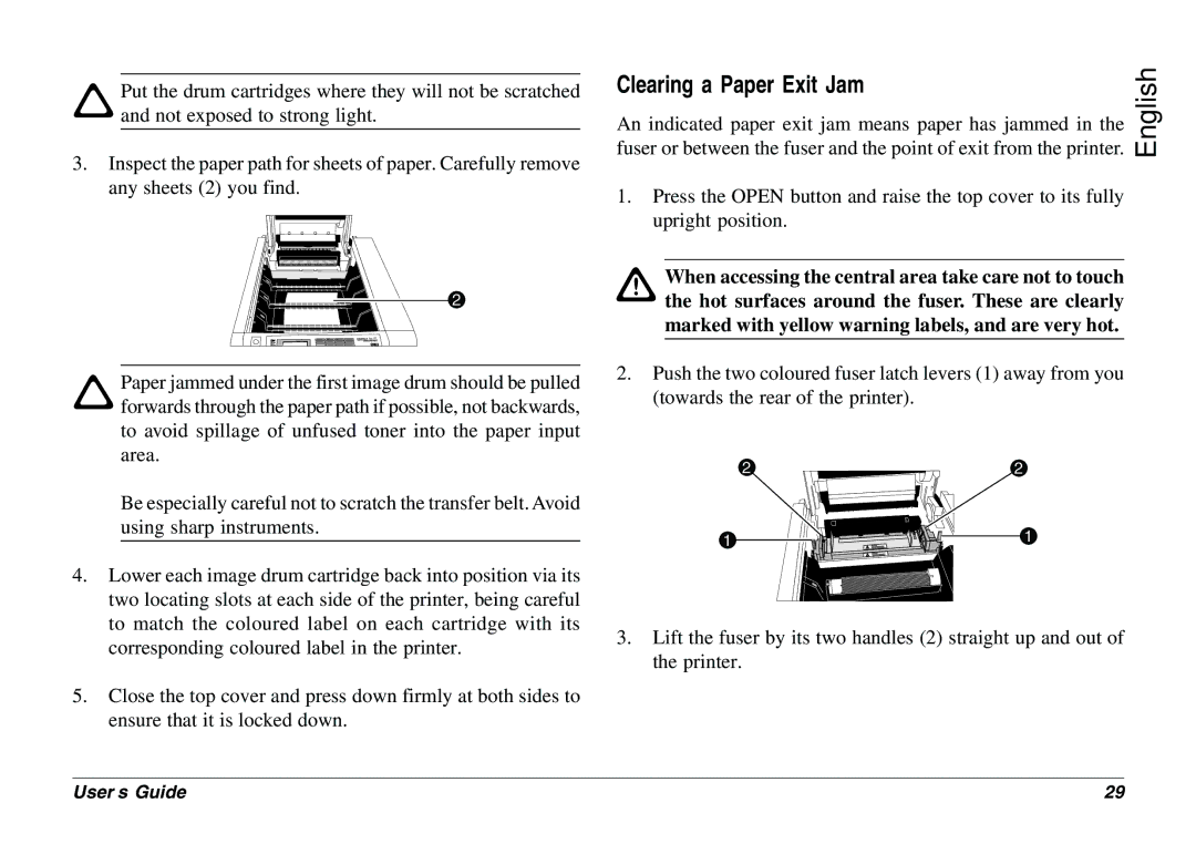 Oki 8c Plus manual Clearing a Paper Exit Jam, An indicated paper exit jam means paper has jammed 