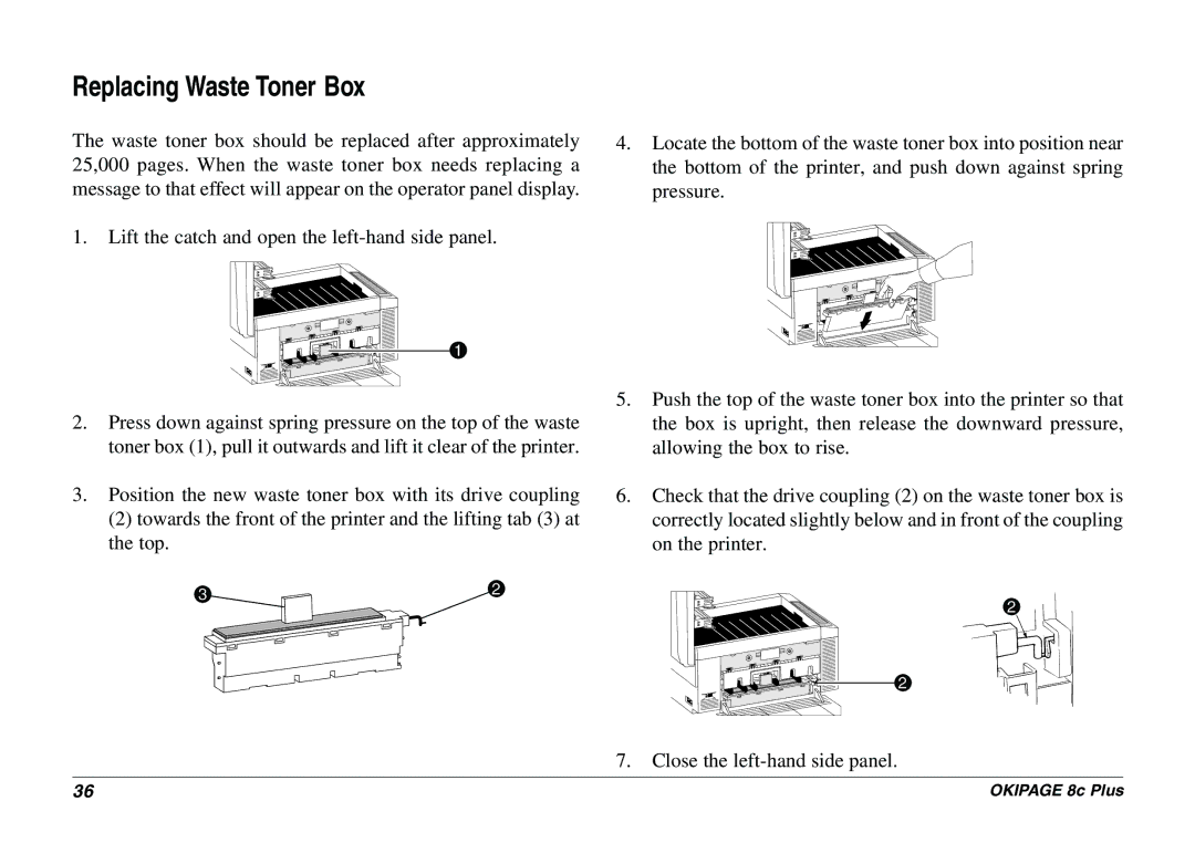 Oki 8c Plus manual Replacing Waste Toner Box 