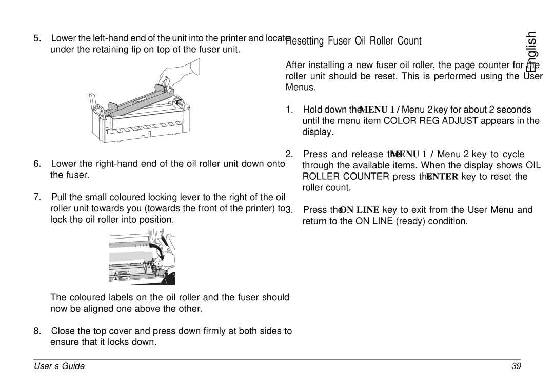 Oki 8c Plus manual Resetting Fuser Oil Roller Count 