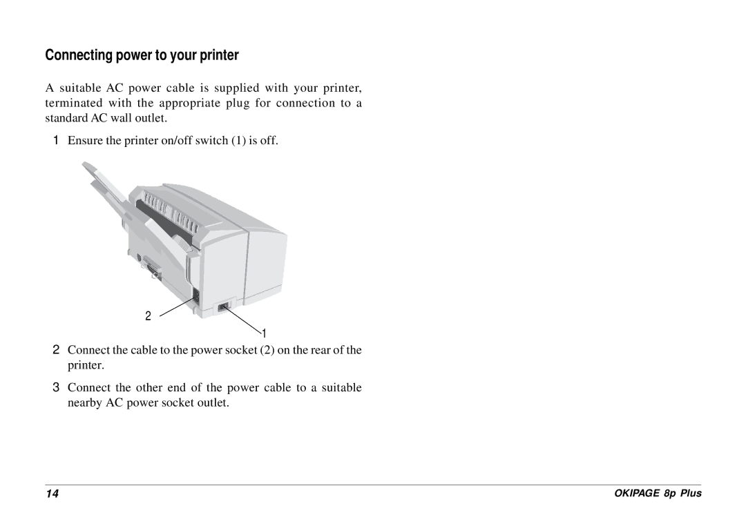 Oki 8p Plus setup guide Connecting power to your printer 