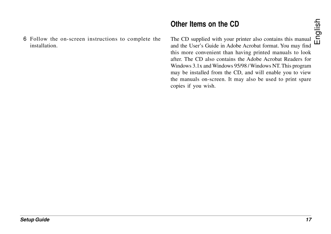 Oki 8p Plus setup guide Other Items on the CD 