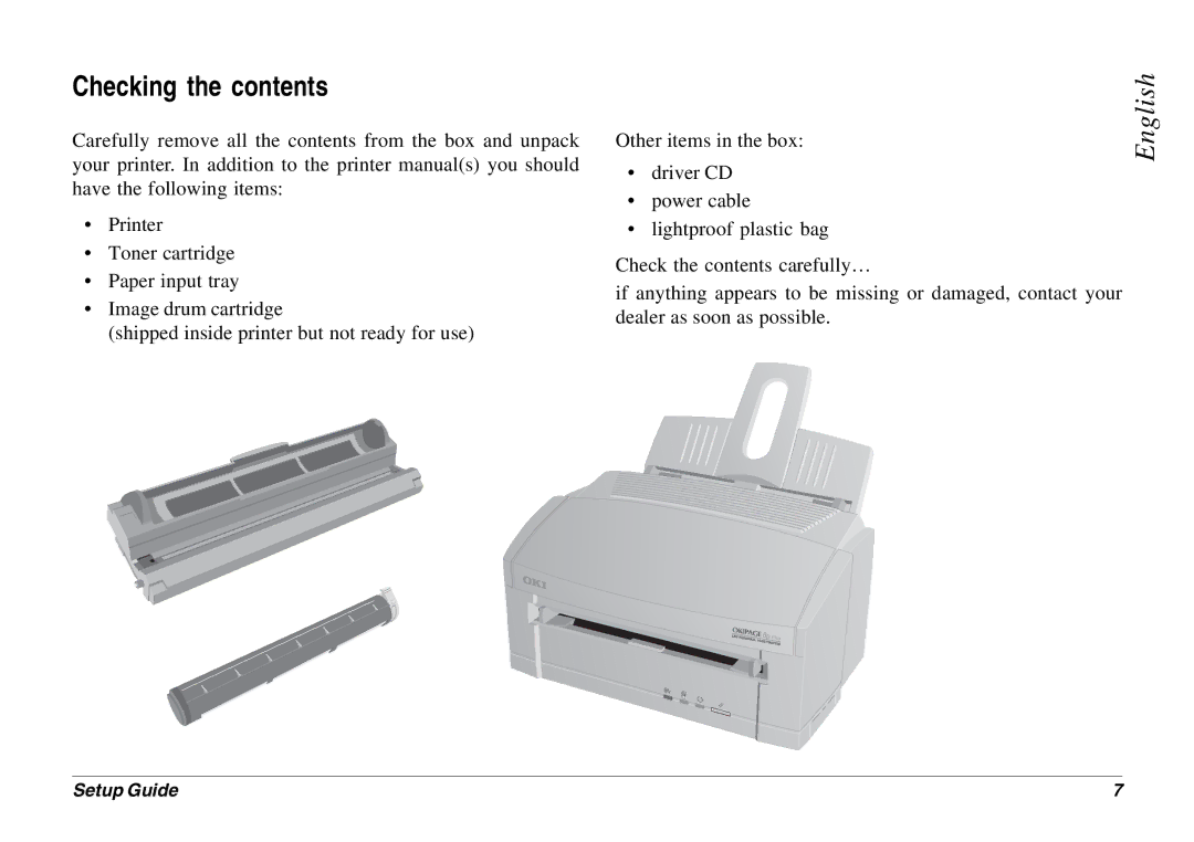 Oki 8p Plus setup guide Checking the contents 