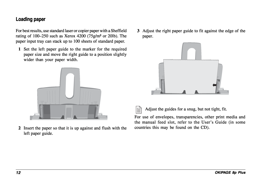 Oki 8p Plus setup guide Loading paper 