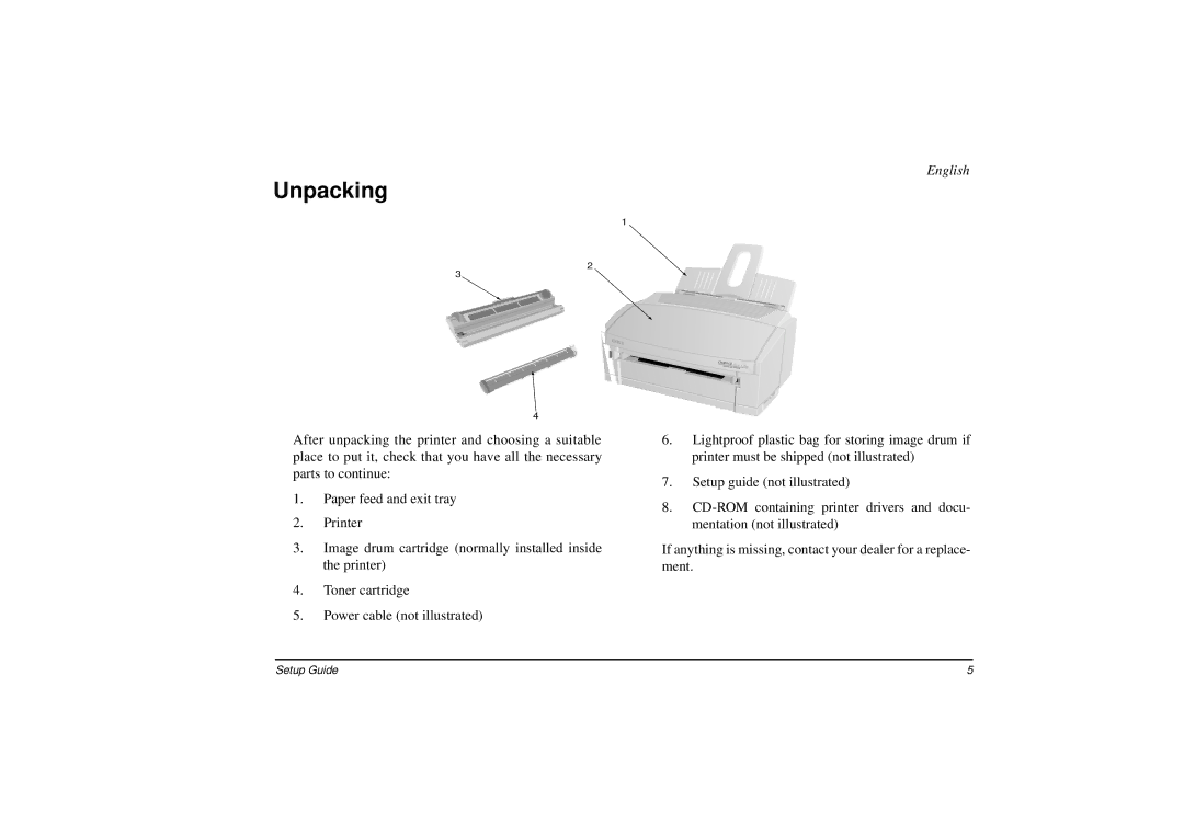 Oki 8w Lite setup guide Unpacking 