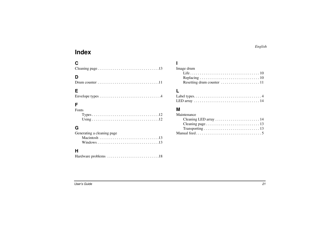 Oki 8w manual Index 