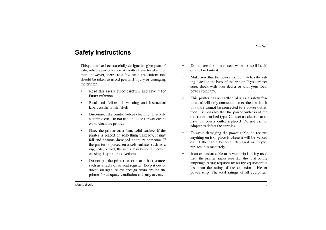 Oki 8w manual Safety instructions 