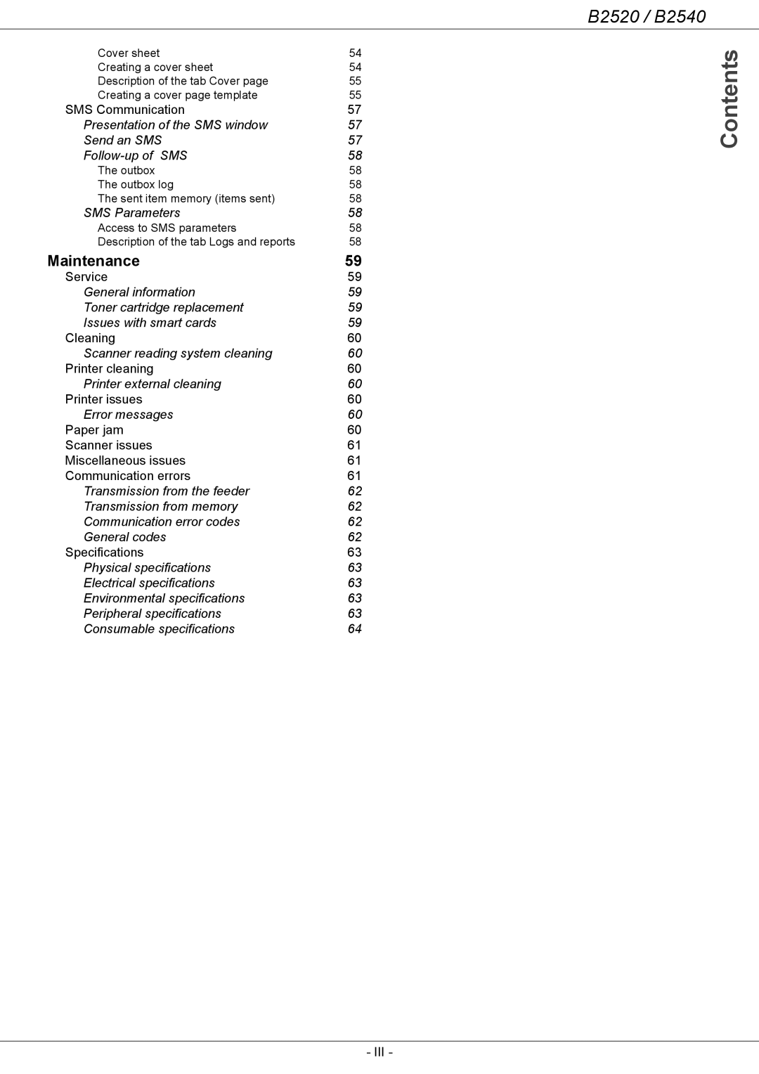 Oki B2500 Series manual Contents 