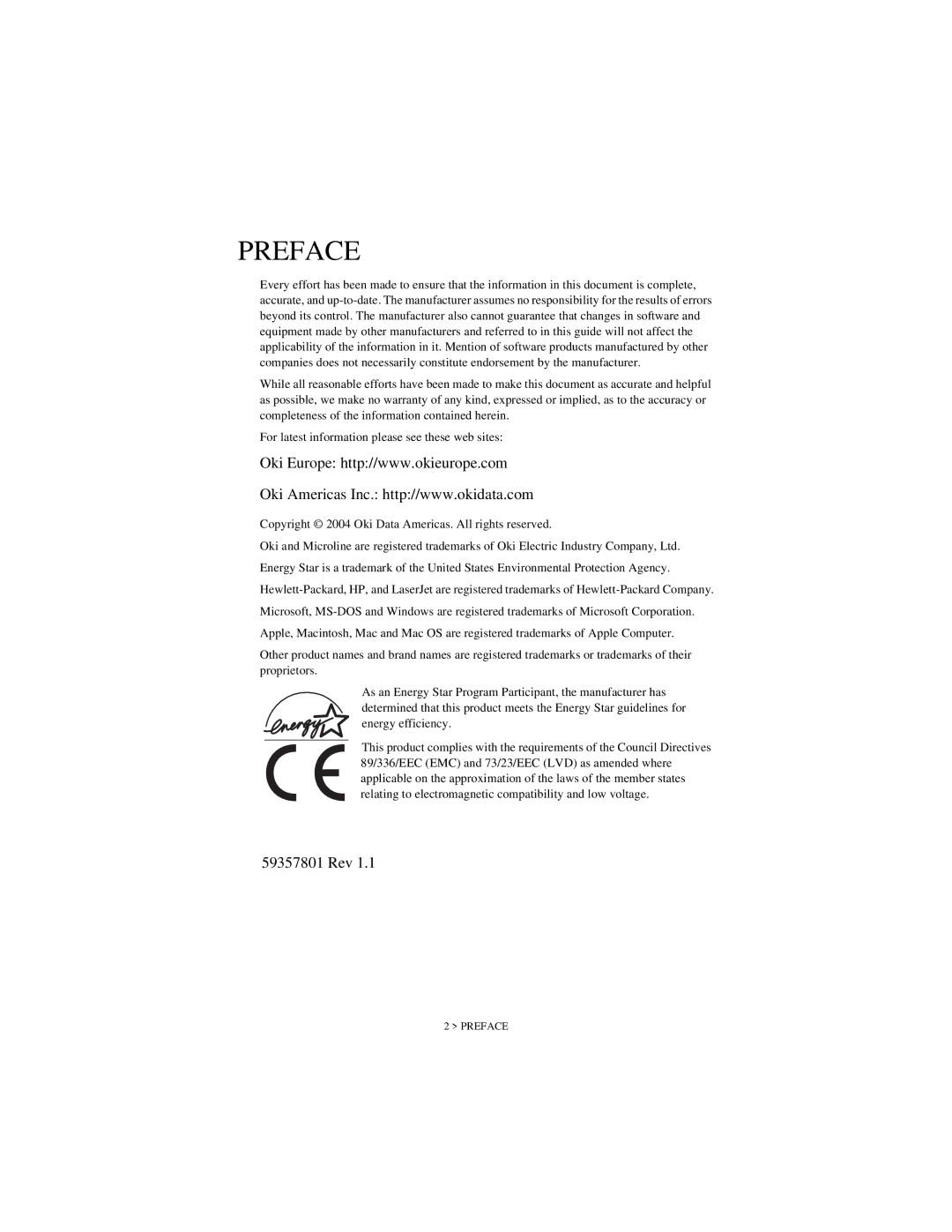 Oki B6200 Series manual Preface 