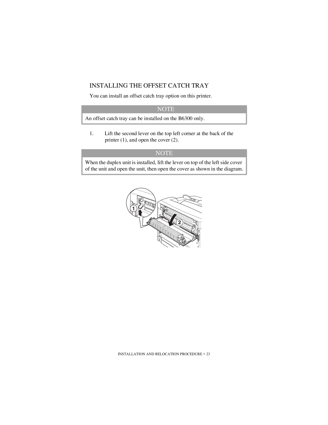 Oki B6200 Series manual Installing the Offset Catch Tray 