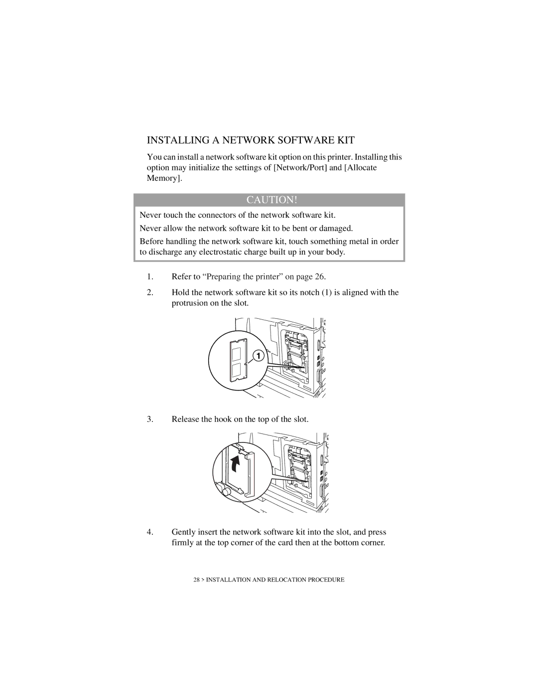 Oki B6200 Series manual Installing a Network Software KIT, Refer to Preparing the printer on 