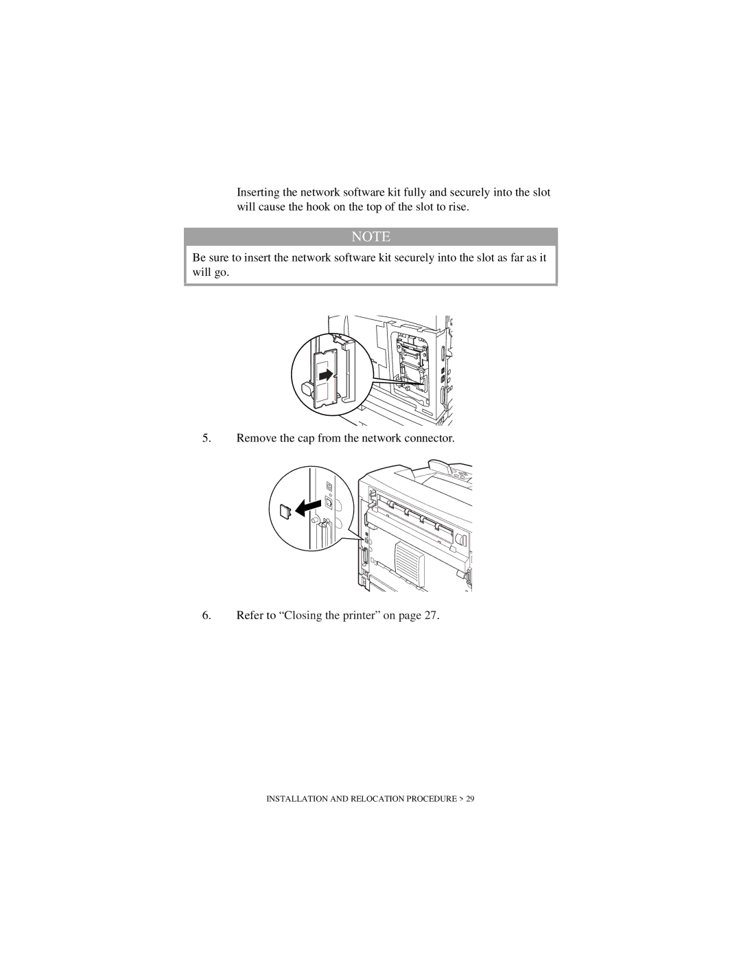 Oki B6200 Series manual Refer to Closing the printer on 