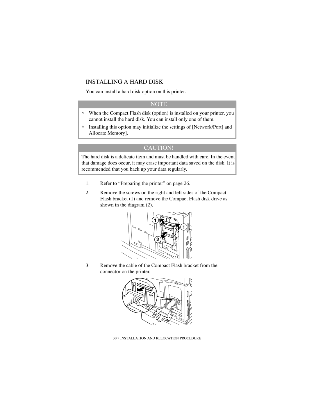 Oki B6200 Series manual Installing a Hard Disk 