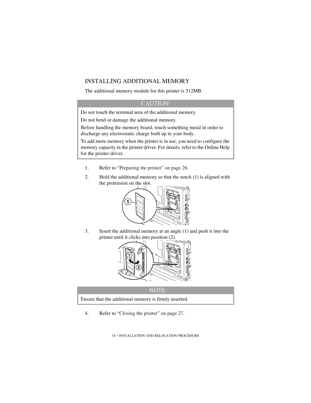 Oki B6200 Series manual Installing Additional Memory 