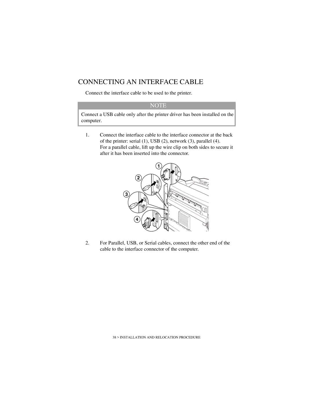 Oki B6200 Series manual Connecting AN Interface Cable 