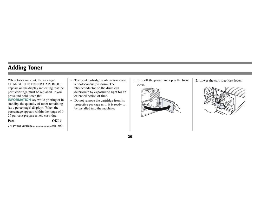 Oki B8300 manual Adding Toner 