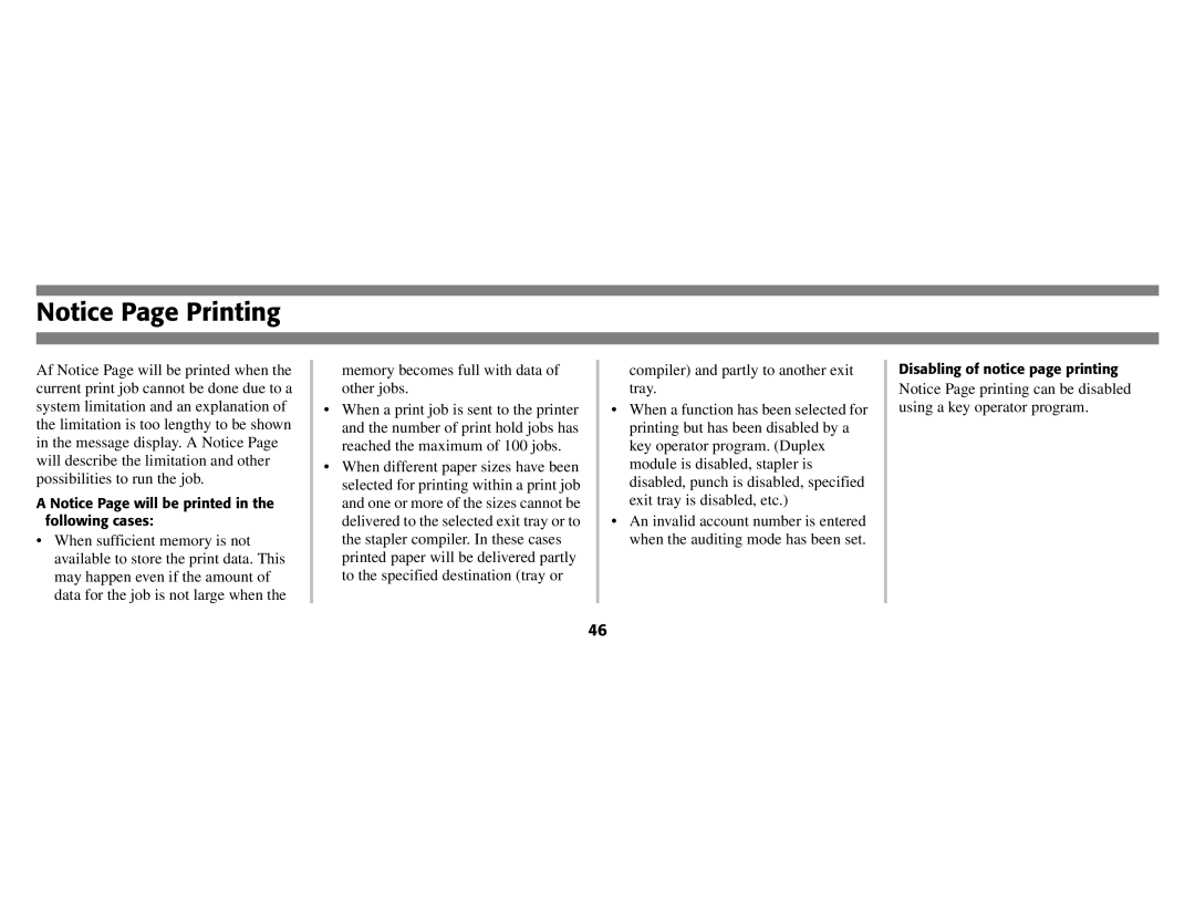 Oki B8300 manual Disabling of notice page printing 