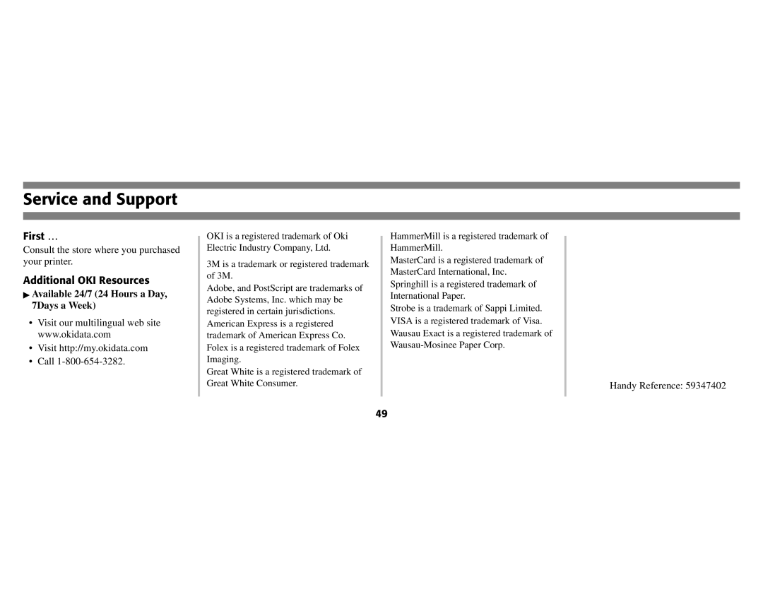 Oki B8300 manual Service and Support, First …, Additional OKI Resources 