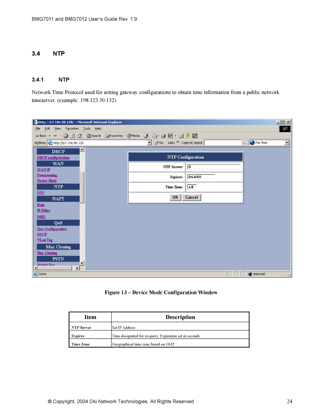 Oki BMG7012, BMG7011 manual Ntp, 1 NTP 