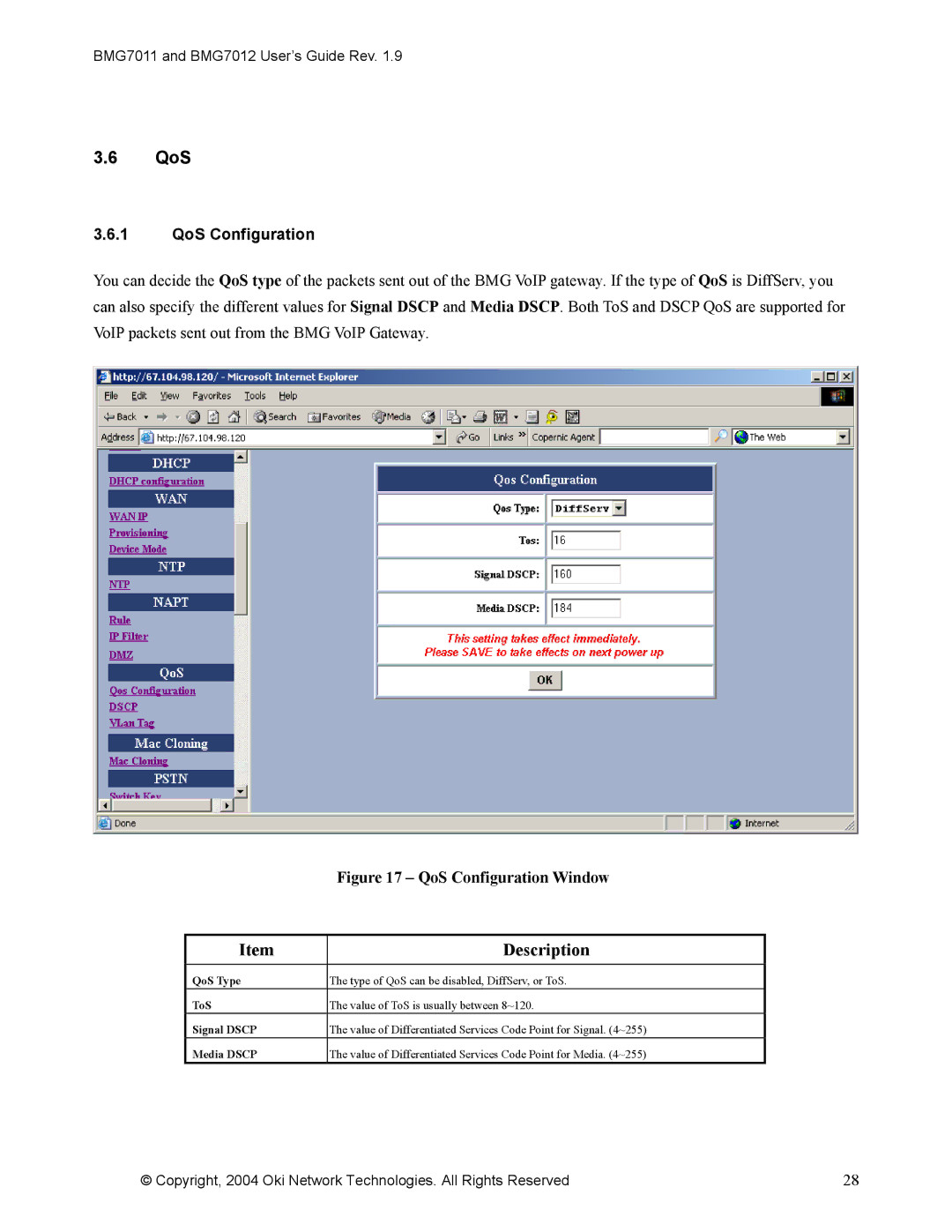 Oki BMG7012, BMG7011 manual QoS Configuration 