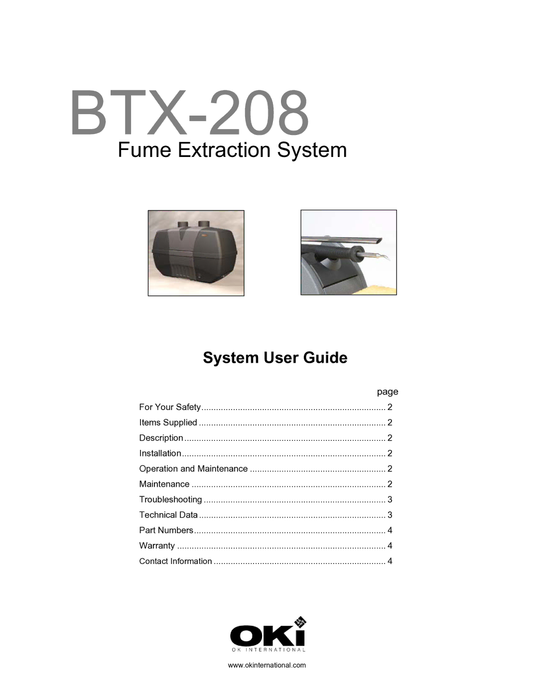 Oki BTX-208 warranty 