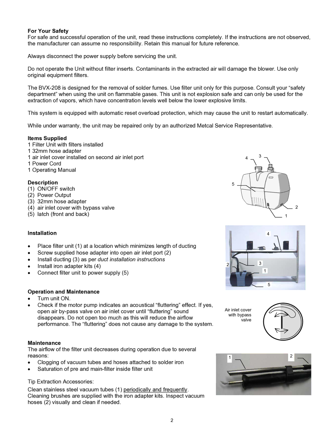 Oki BTX-208 warranty For Your Safety, Items Supplied, Description, Installation, Operation and Maintenance 