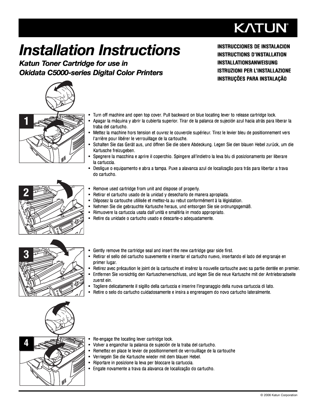 Oki C5000-series installation instructions Installation Instructions, Katun Toner Cartridge for use in 