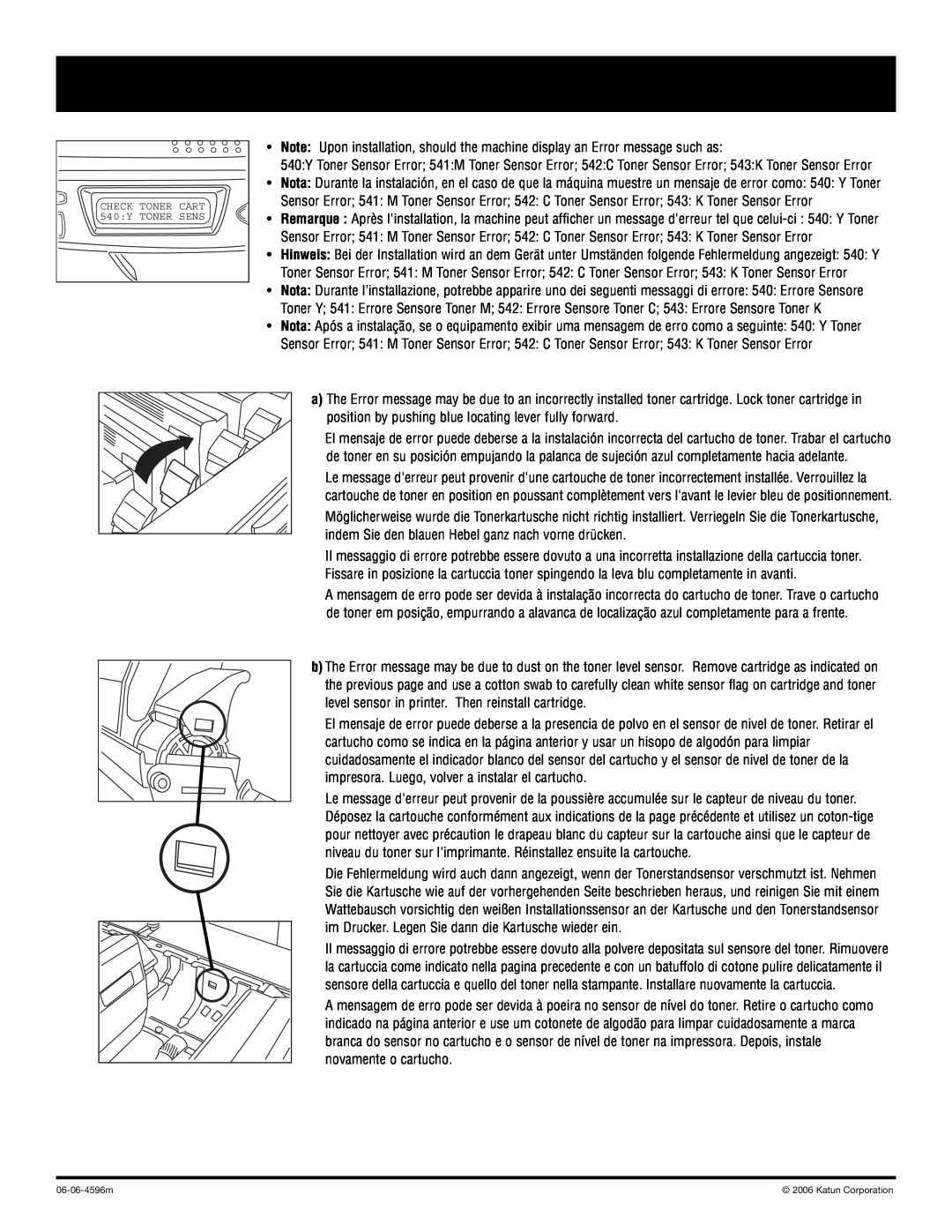 Oki C5000-series installation instructions CHECK TONER CART 540Y TONER SENS 