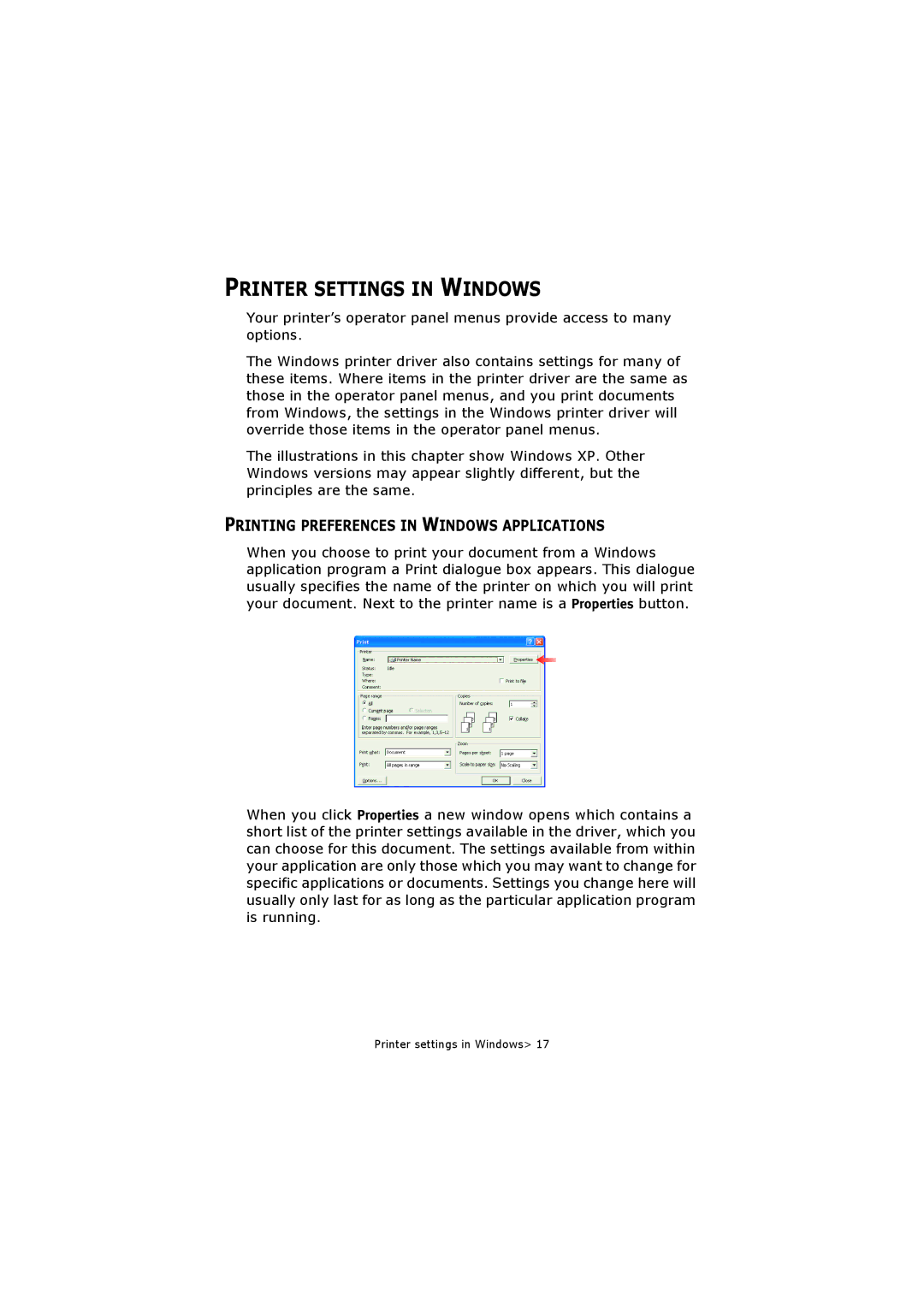 Oki C5250 manual Printer Settings in Windows, Printing Preferences in Windows Applications 