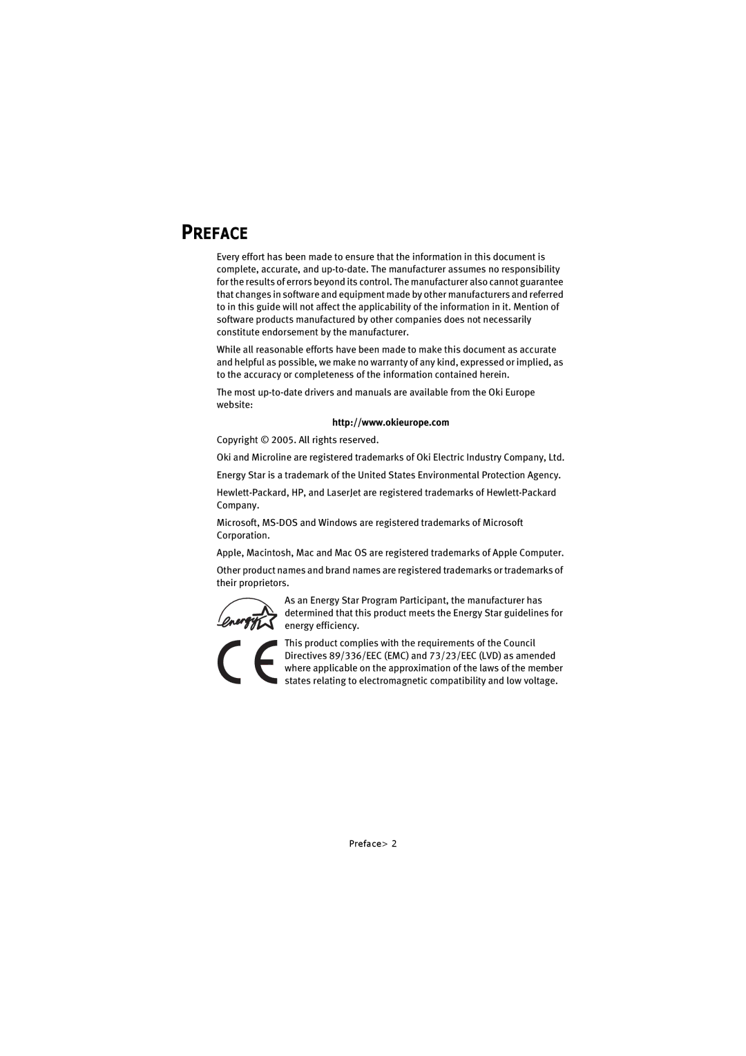 Oki C5250 manual Preface 