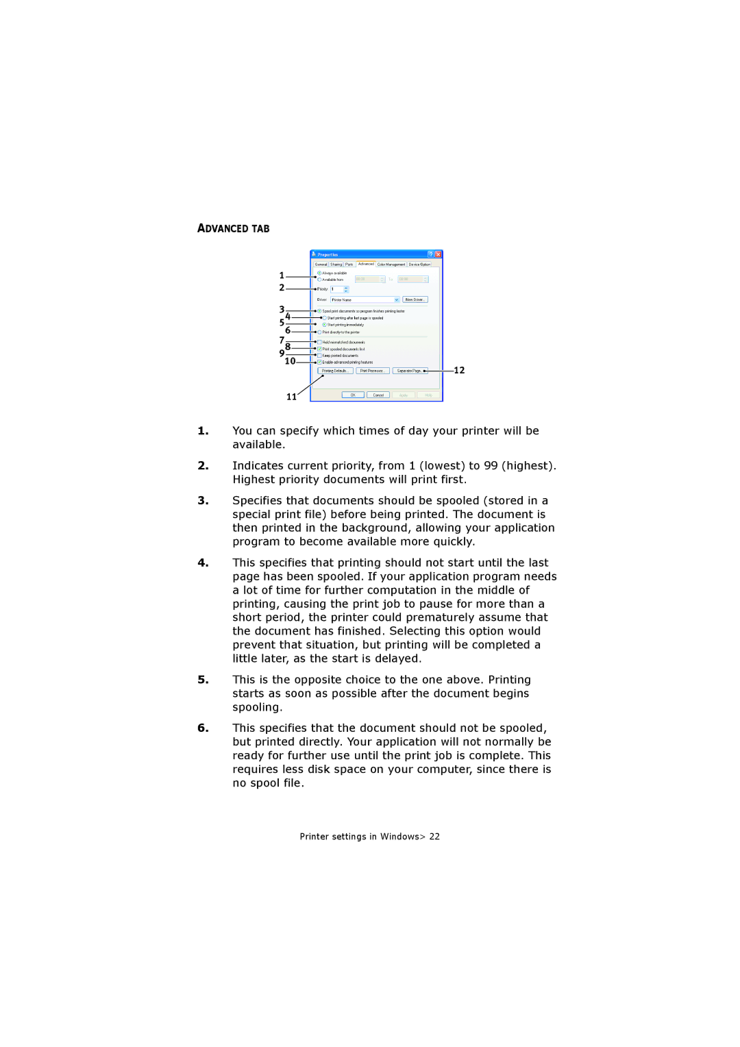 Oki C5250 manual Advanced TAB 