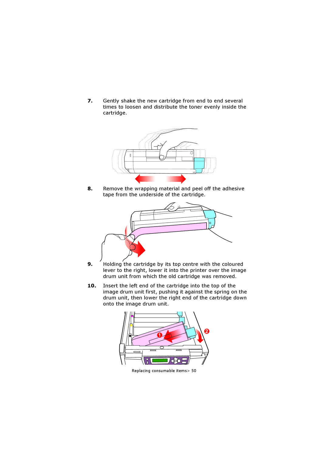 Oki C5250 manual Replacing consumable items 