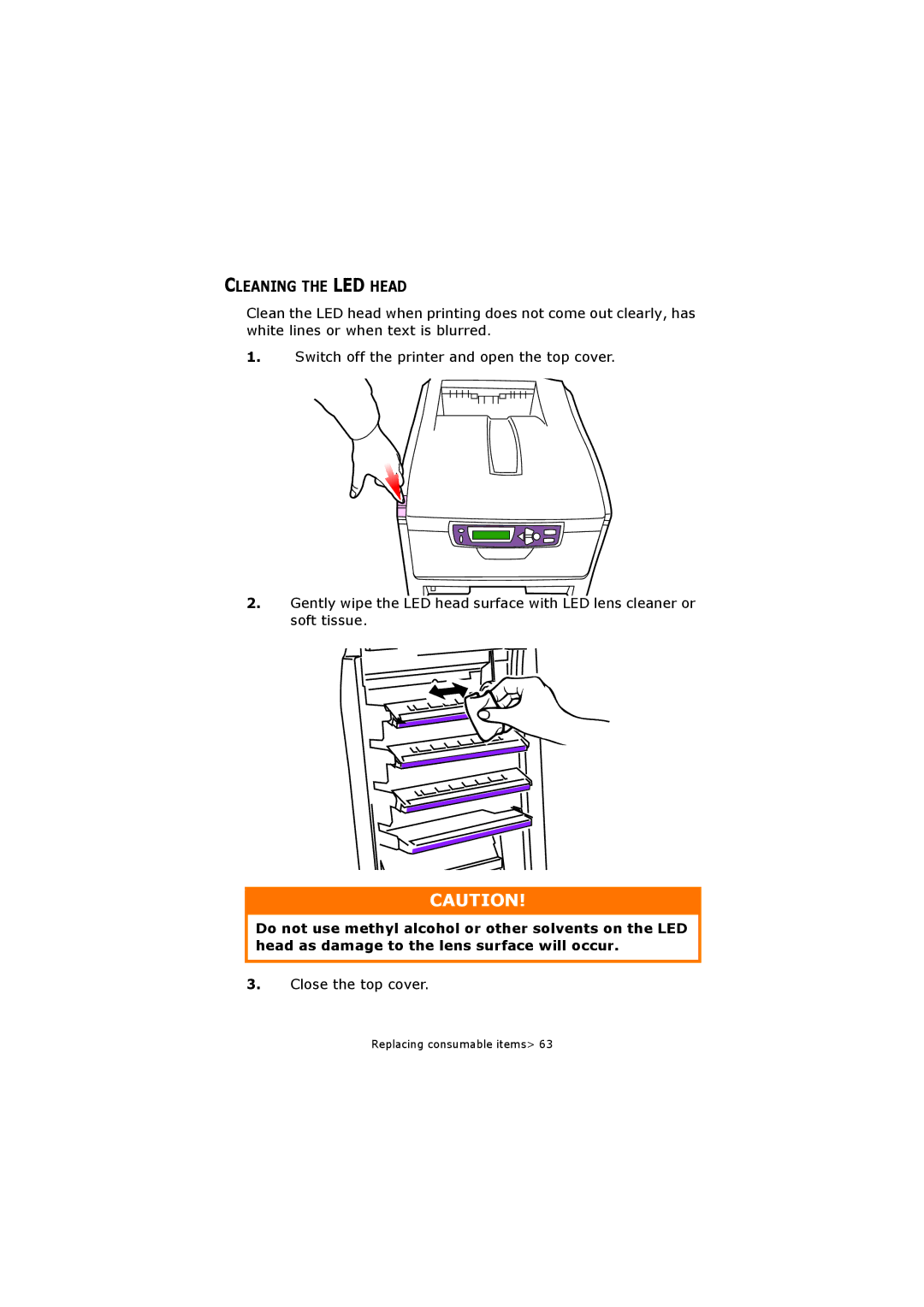 Oki C5250 manual Cleaning the LED Head 