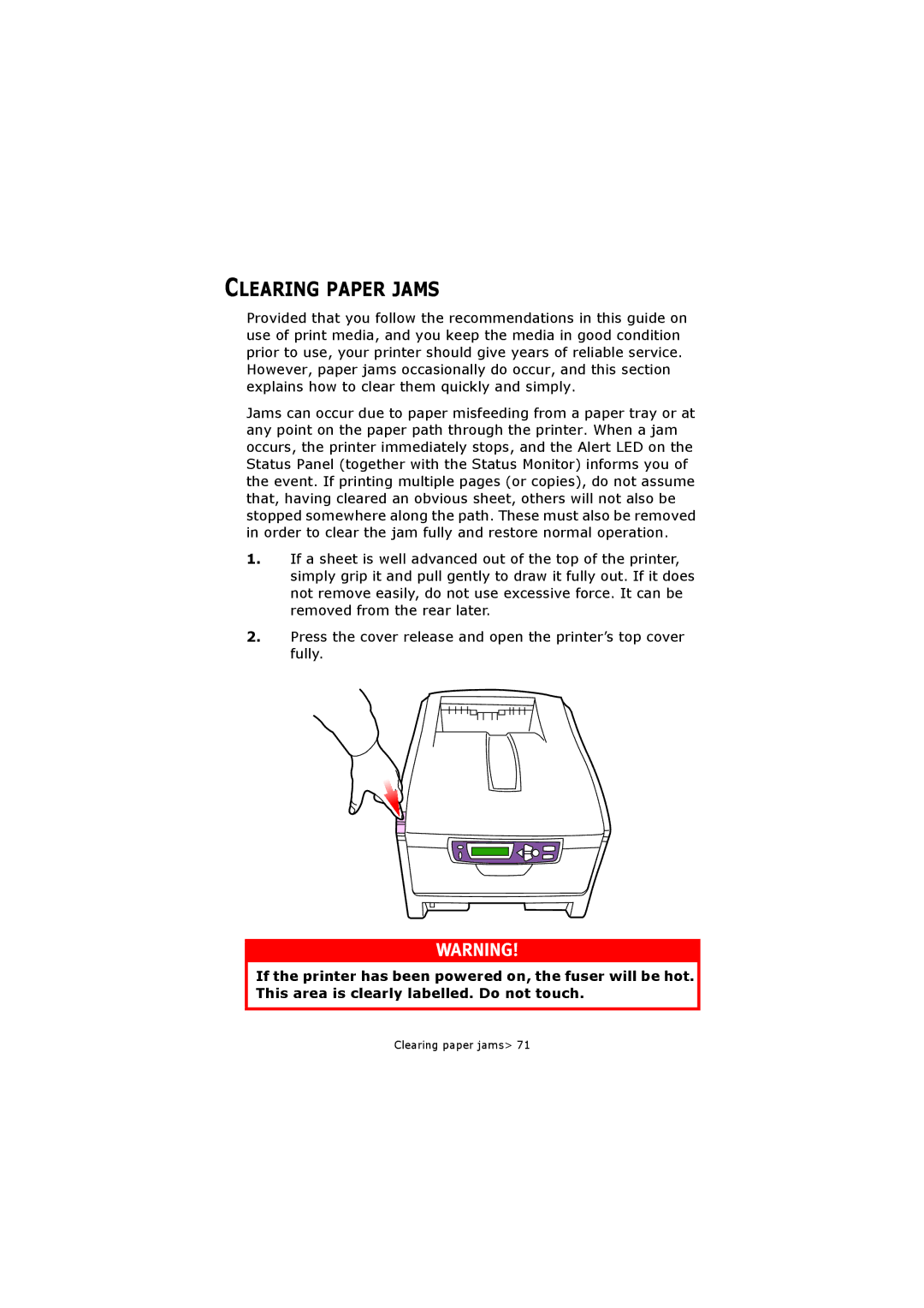 Oki C5250 manual Clearing Paper Jams 