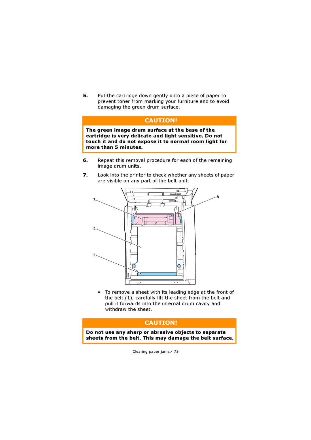 Oki C5250 manual Clearing paper jams 