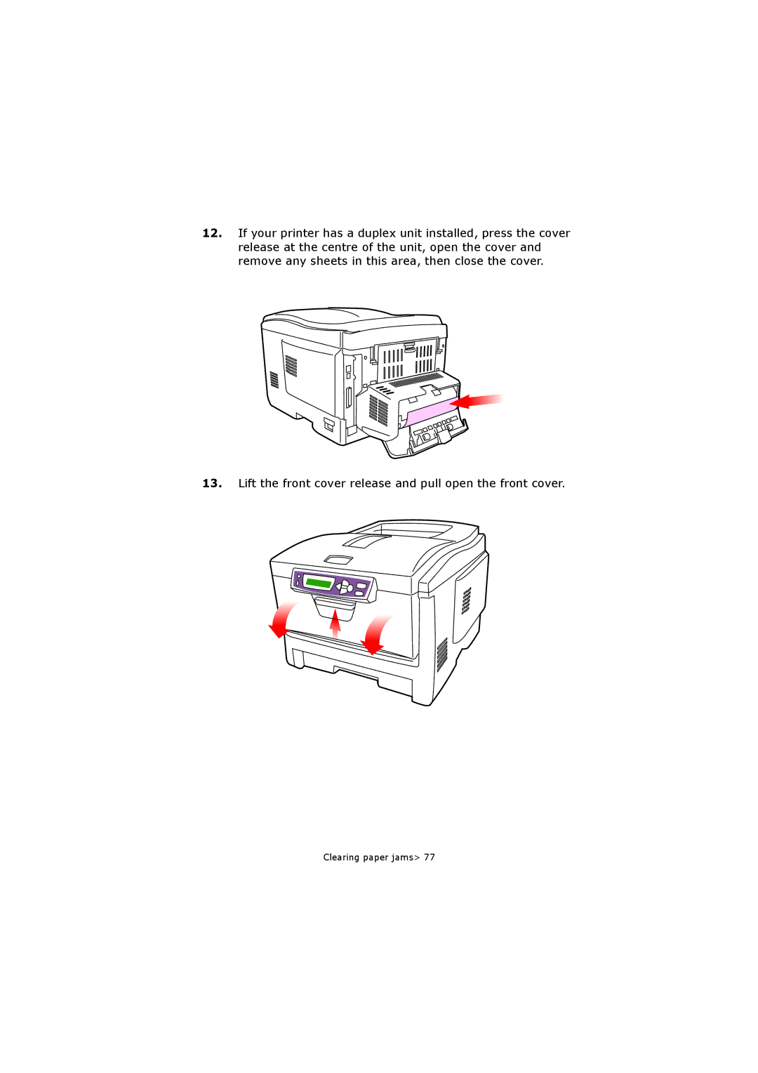 Oki C5250 manual Lift the front cover release and pull open the front cover 