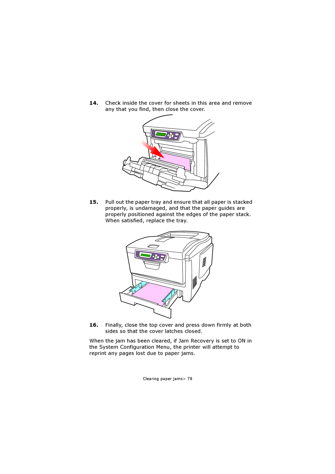 Oki C5250 manual Clearing paper jams 