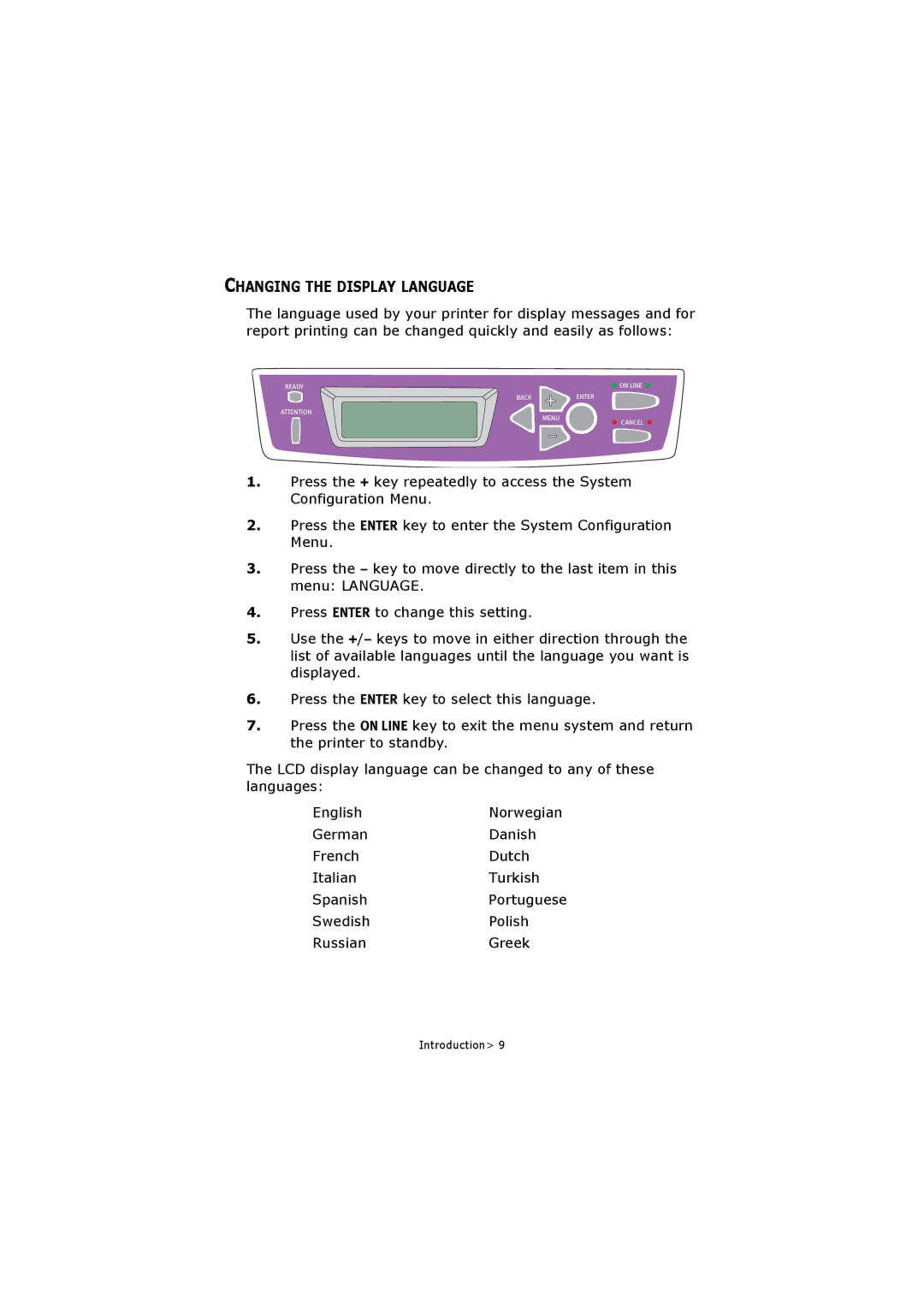 Oki C5250 manual Changing the Display Language 