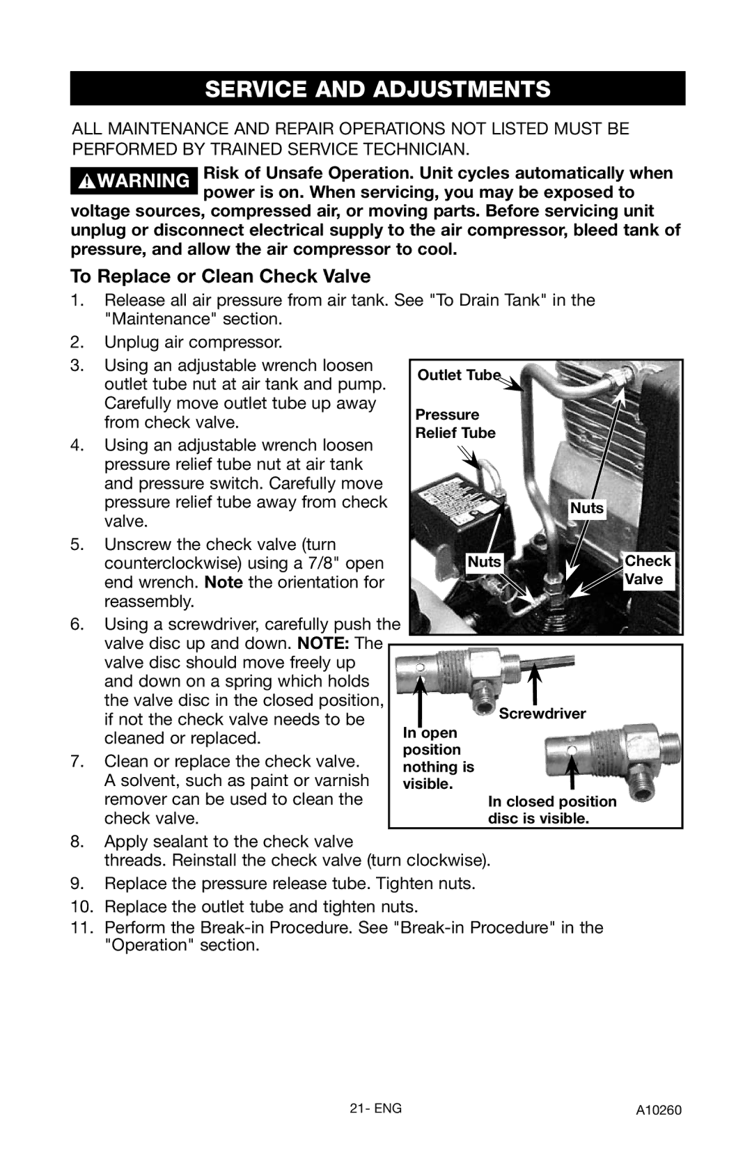 Oki C5510 instruction manual Service and Adjustments, To Replace or Clean Check Valve 