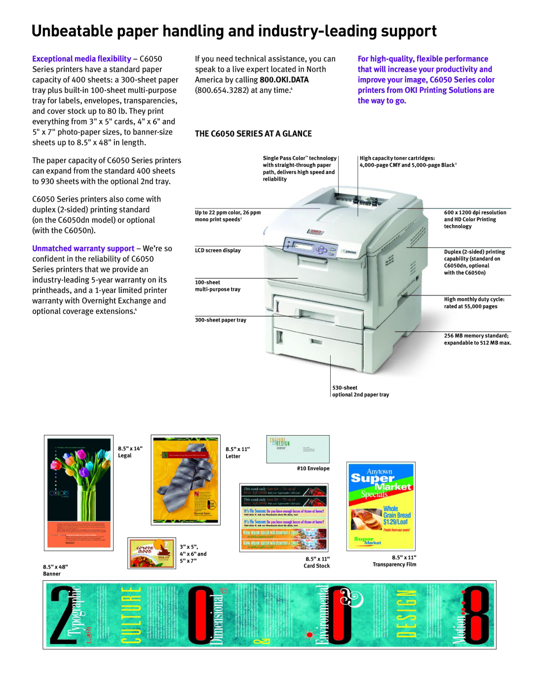 Oki C6050 Series manual LCD screen display, Sheet paper tray, High capacity toner cartridges CMY and 5,000-page Black 3 