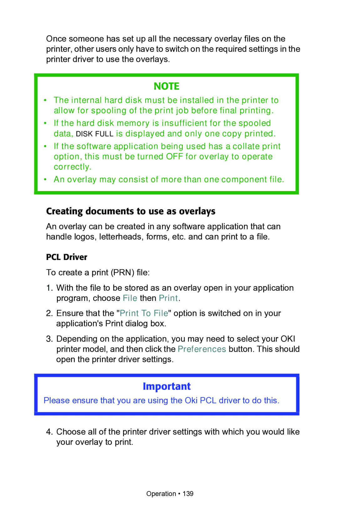 Oki C7100, C7300 manual Creating documents to use as overlays 