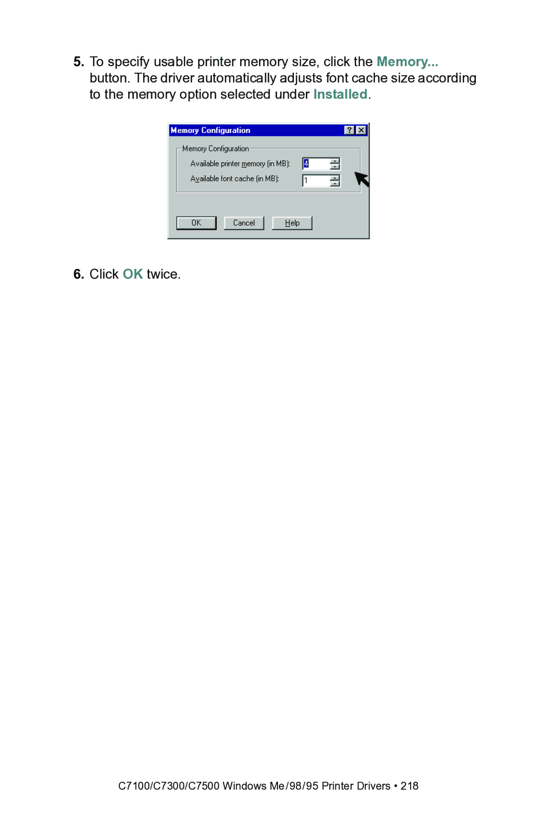 Oki manual C7100/C7300/C7500 Windows Me/98/95 Printer Drivers 