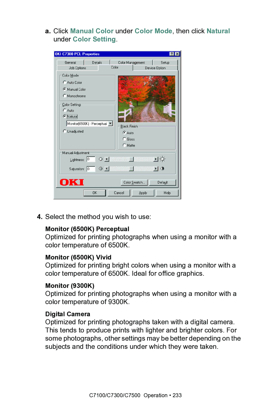 Oki C7100, C7300 manual Monitor 6500K Perceptual 