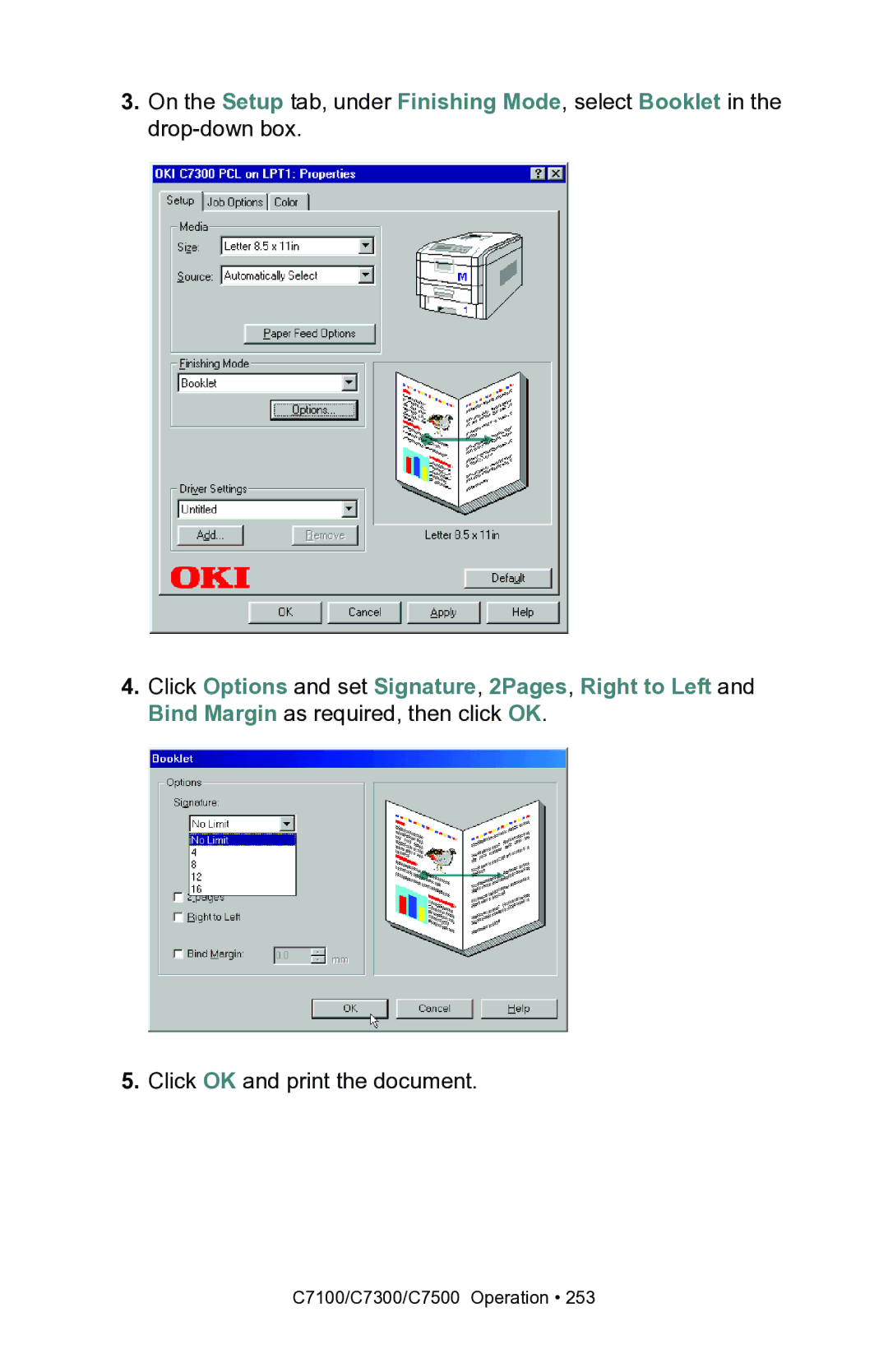 Oki C7100, C7300 manual Click OK and print the document 