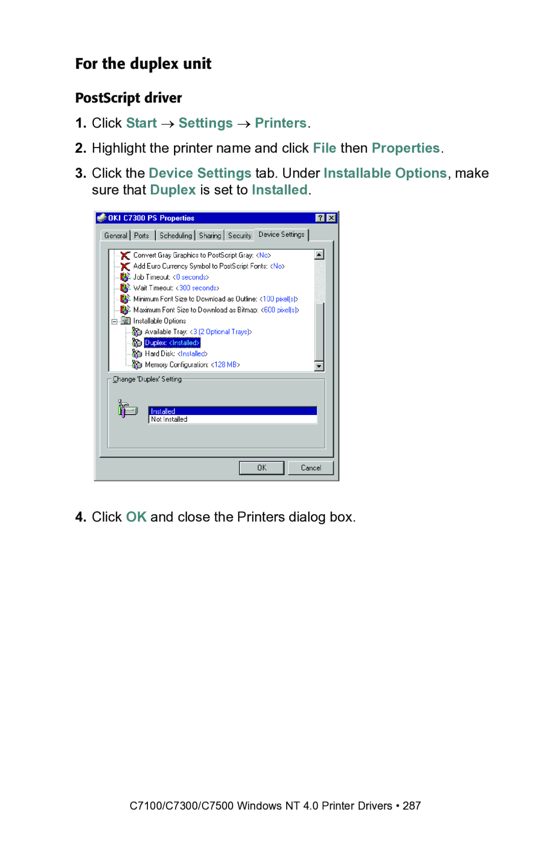 Oki C7100, C7300 manual For the duplex unit 