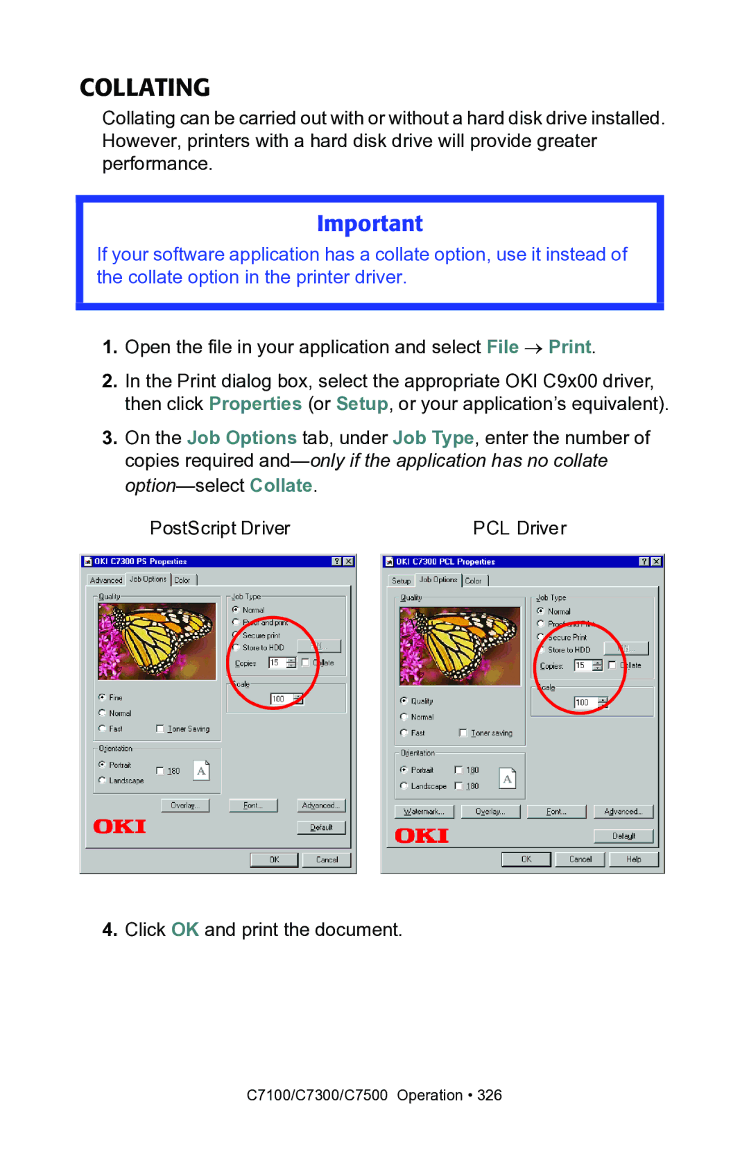 Oki C7300, C7100 manual Collating 