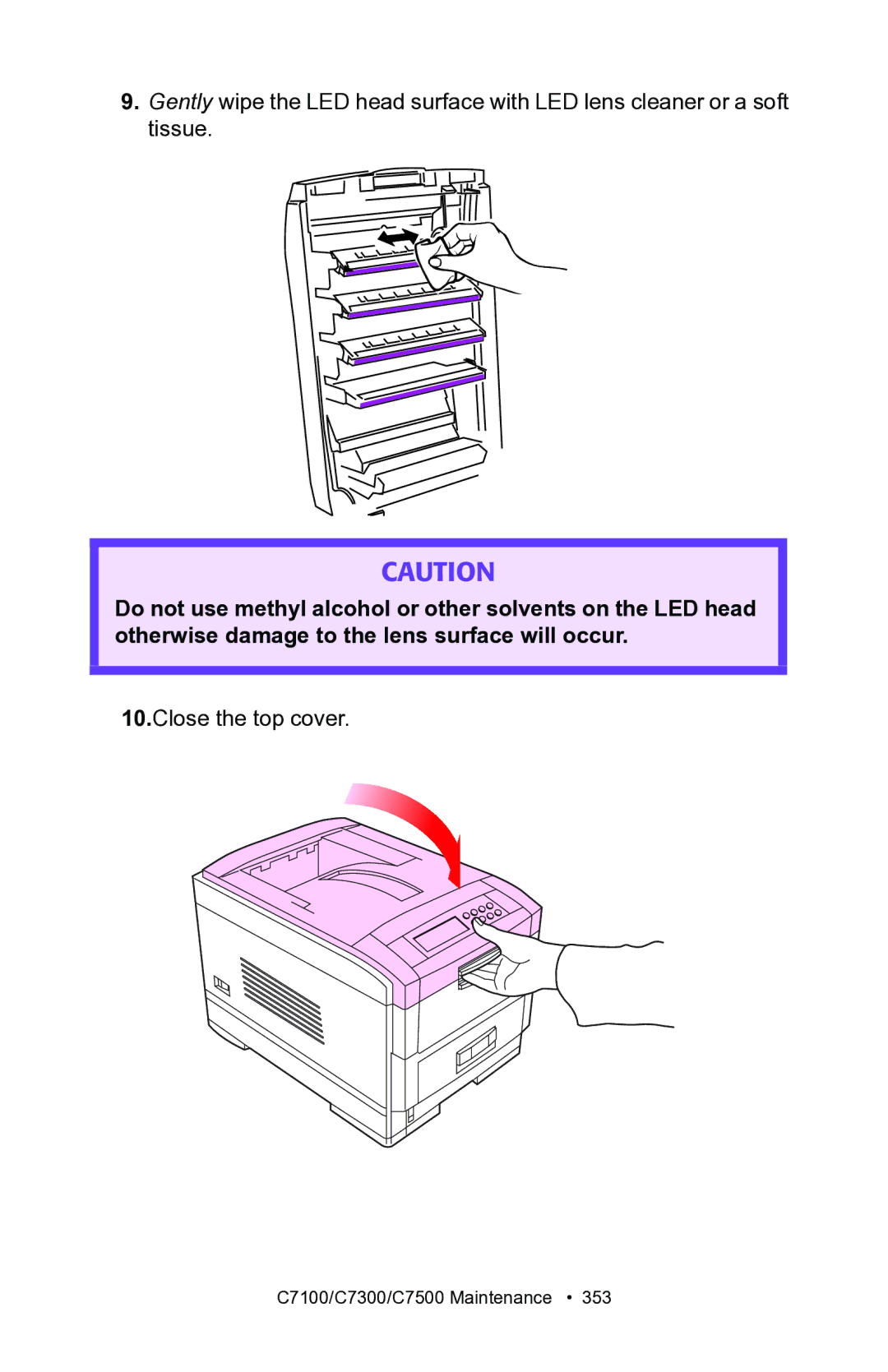 Oki C7100, C7300 manual Close the top cover 