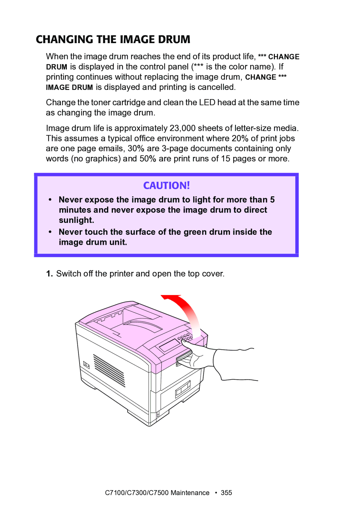 Oki C7100, C7300 manual Changing the Image Drum 