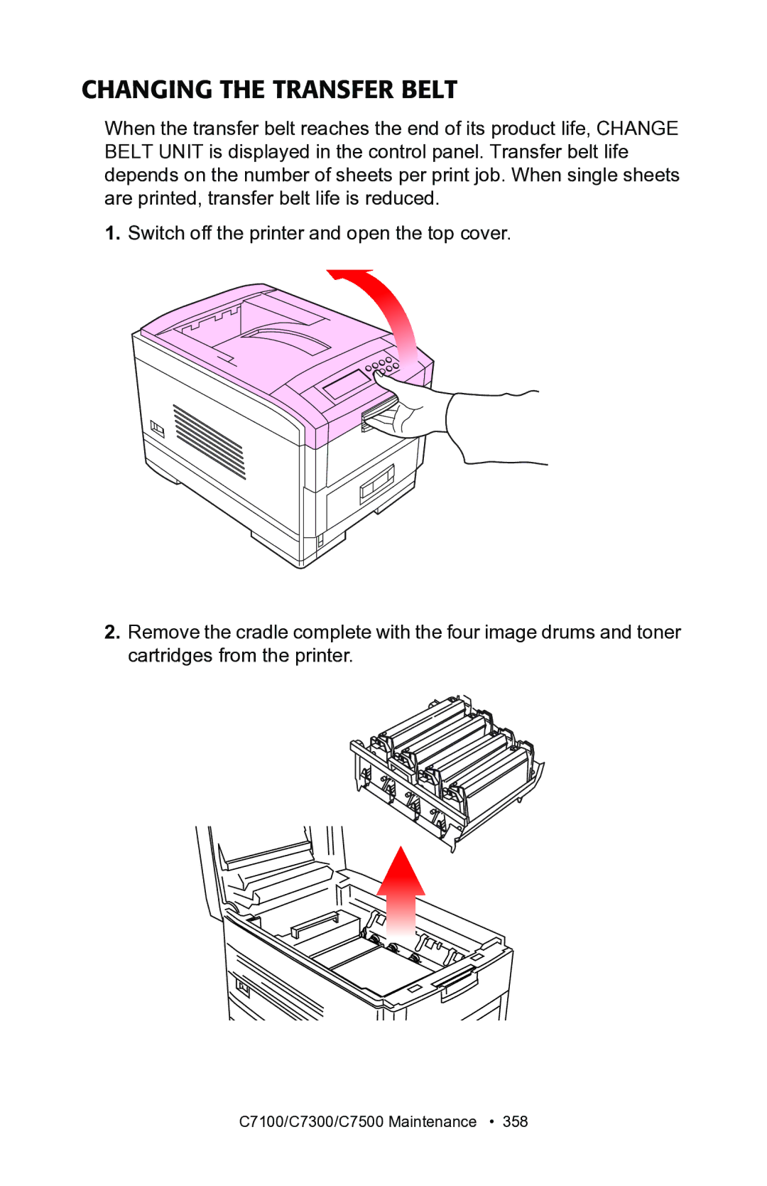 Oki C7300, C7100 manual Changing the Transfer Belt 