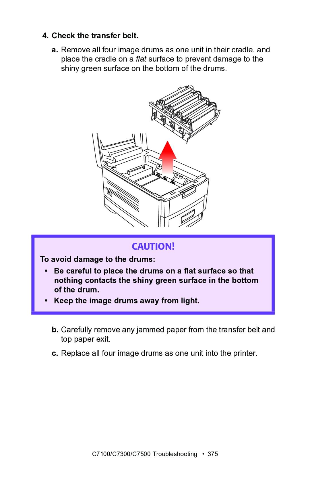 Oki C7100, C7300 manual Check the transfer belt 